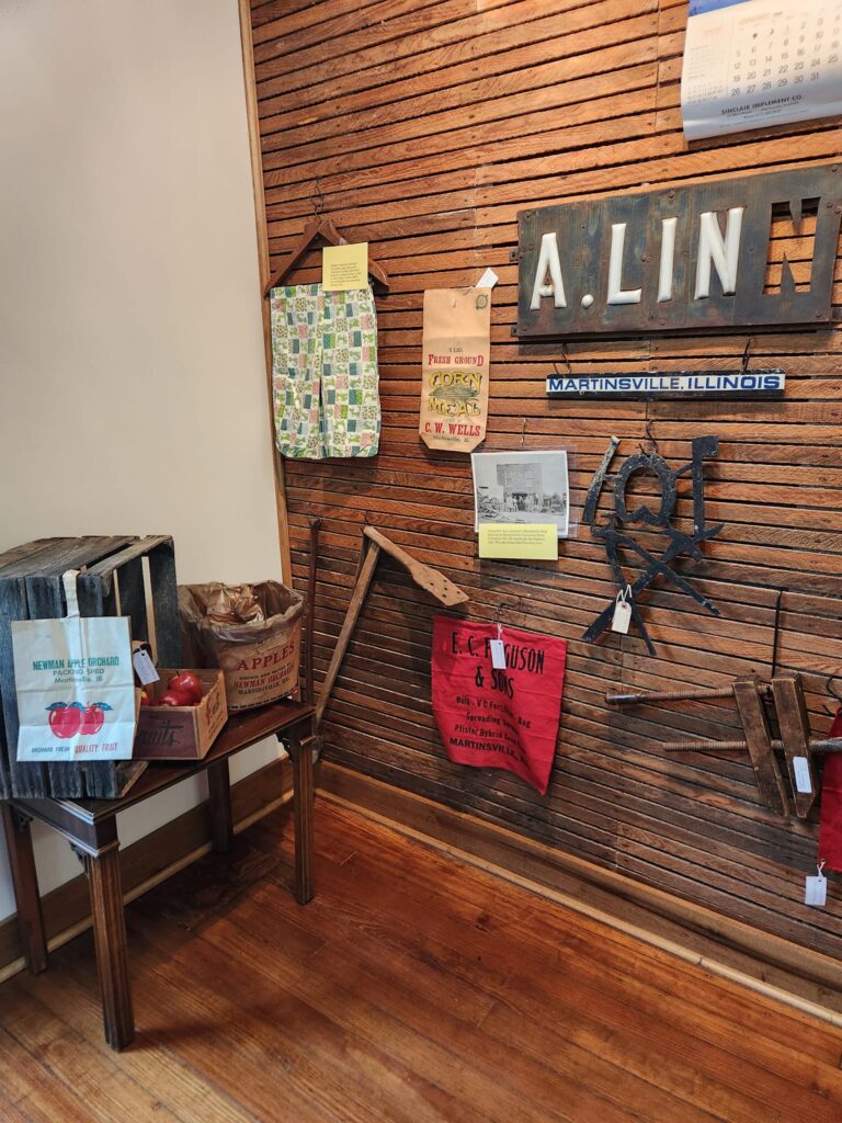 A display of historic items inside Chancellor house.