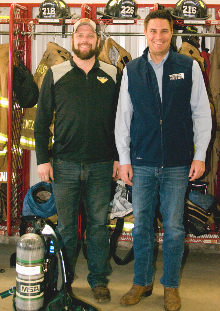 Martinsville Fire Chief Chris Davidson and Illinois State Representative Adam Niemerg.